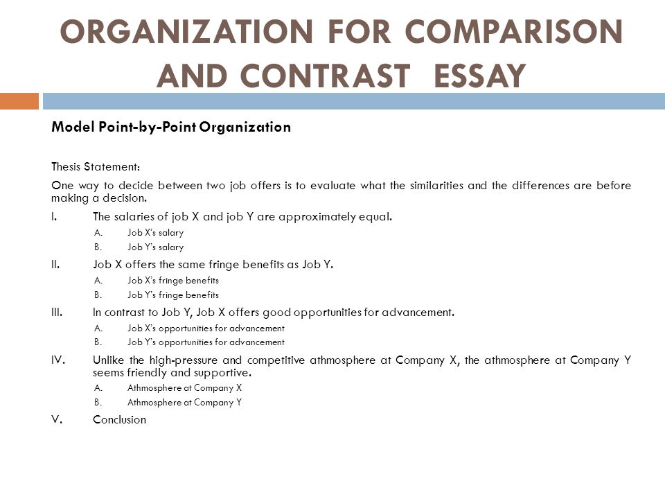 Comparison contrast essay point point organization